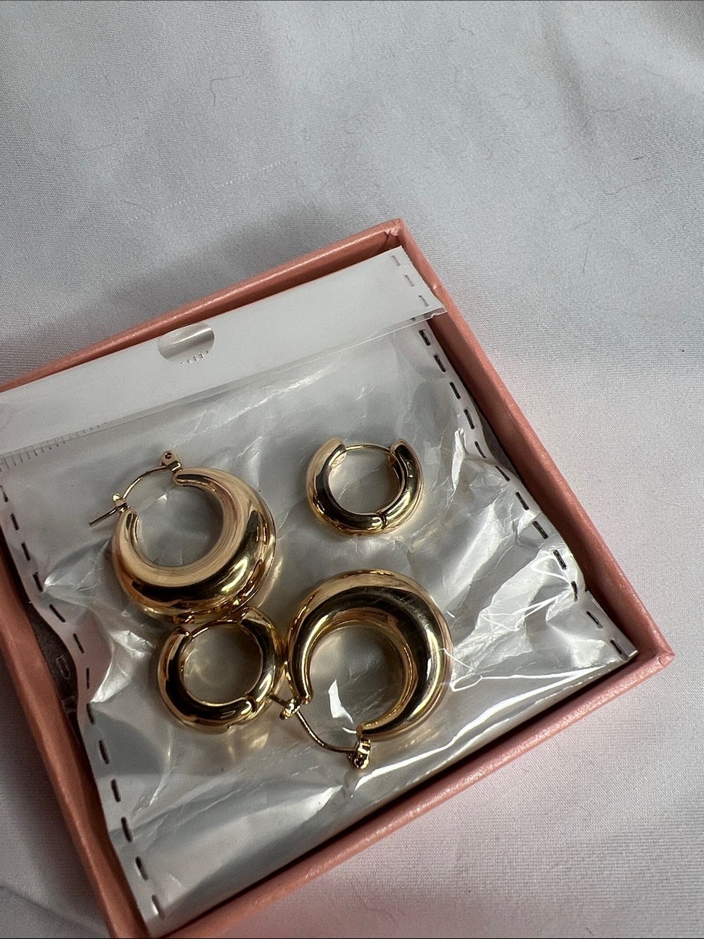 Polished Gold Thick Hoop Earrings - Women Jewelry